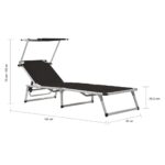 Chaise longue pliable avec toit Aluminium et textilène Noir – Image 9