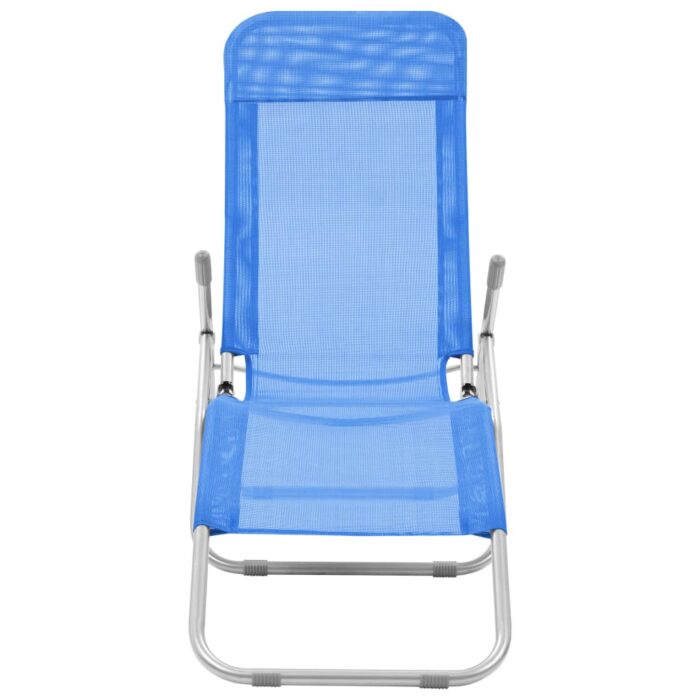 Chaises longues pliables lot de 2 Textilène Bleu – Image 2