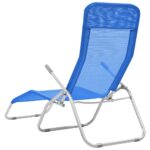 Chaises longues pliables lot de 2 Textilène Bleu – Image 3