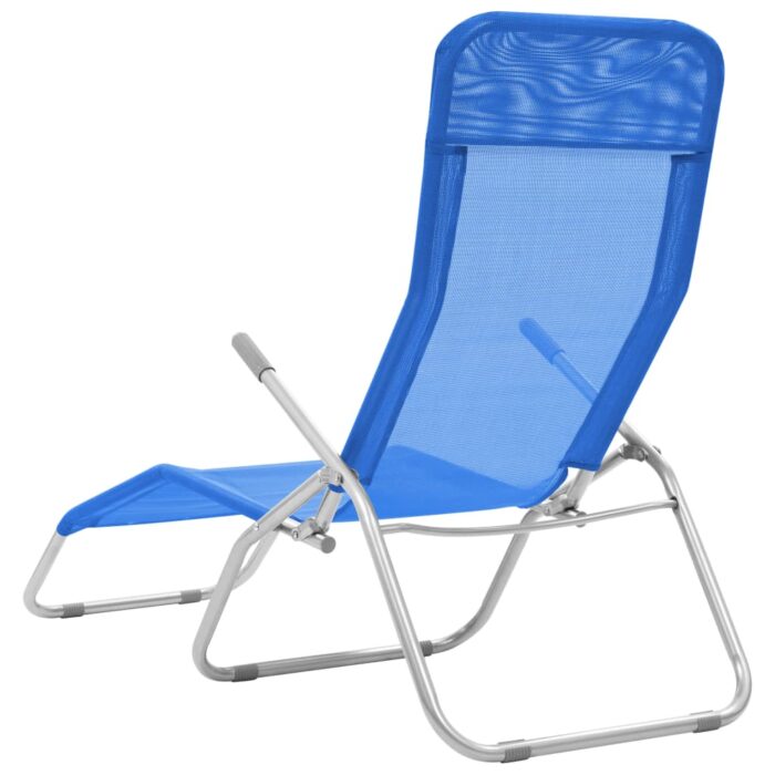 Chaises longues pliables lot de 2 Textilène Bleu – Image 3