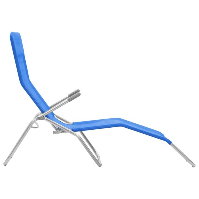 Chaises longues pliables lot de 2 Textilène Bleu – Image 4