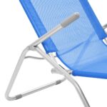 Chaises longues pliables lot de 2 Textilène Bleu – Image 6