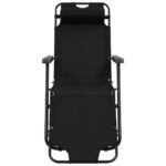 Chaises longues pliables 2 pcs avec repose-pied Acier Noir – Image 3