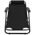 Chaises longues pliables 2 pcs avec repose-pied Acier Noir – Image 7