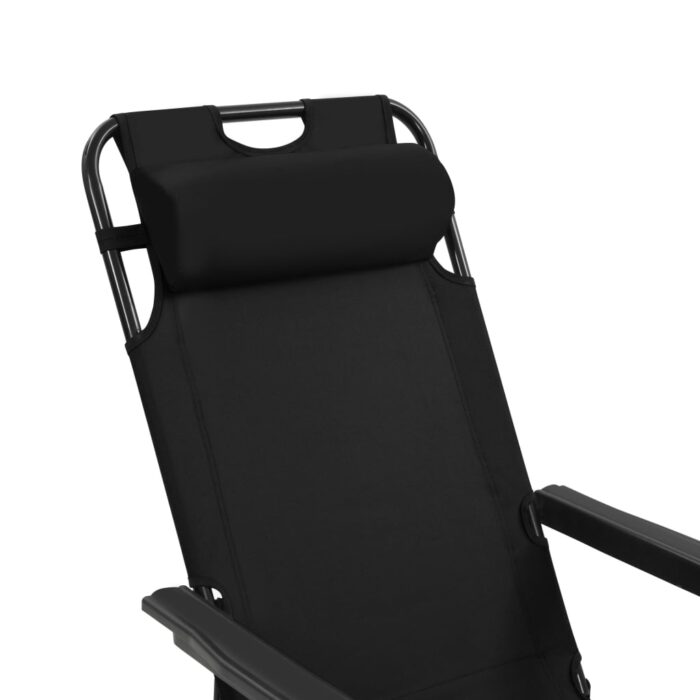 Chaises longues pliables 2 pcs avec repose-pied Acier Noir – Image 8