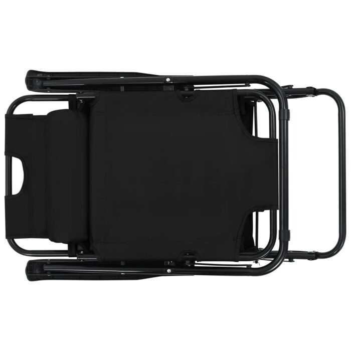 Chaises longues pliables 2 pcs avec repose-pied Acier Noir – Image 9