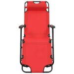 Chaises longues pliables 2 pcs avec repose-pied Acier Rouge – Image 2