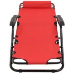 Chaises longues pliables 2 pcs avec repose-pied Acier Rouge – Image 5