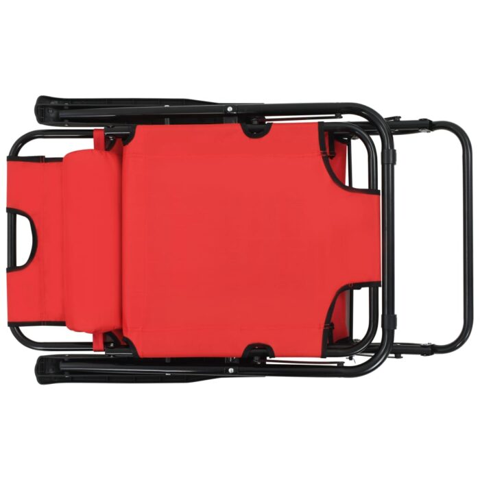 Chaises longues pliables 2 pcs avec repose-pied Acier Rouge – Image 6