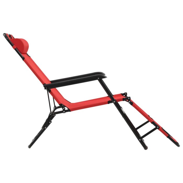 Chaises longues pliables 2 pcs avec repose-pied Acier Rouge – Image 7