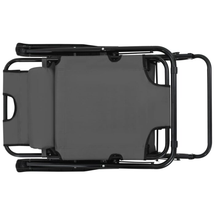 Chaises longues pliables 2 pcs avec repose-pied Acier Gris – Image 7