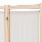 Cloison de séparation 5 panneaux Crème 200 x 170 x 4 cm Tissu – Image 3