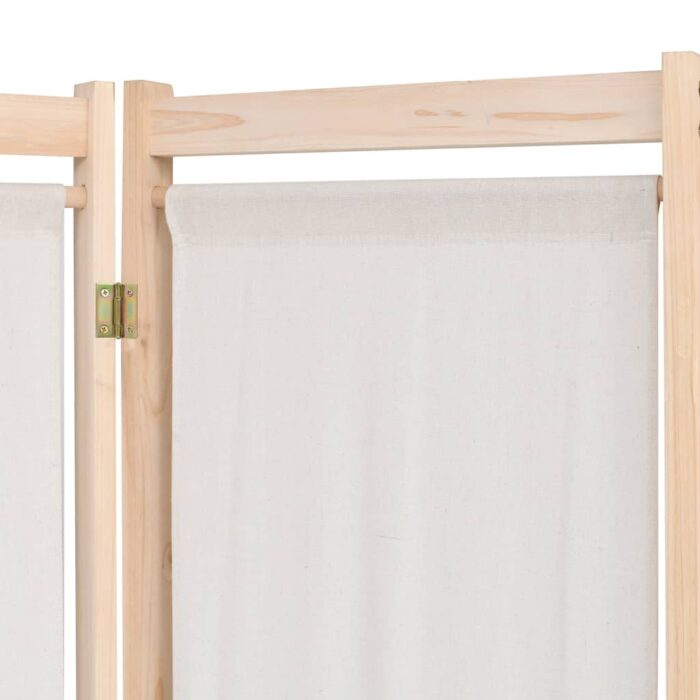 Cloison de séparation 5 panneaux Crème 200 x 170 x 4 cm Tissu – Image 3