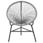Chaise de jardin sous forme de lune Résine tressée Gris – Image 2