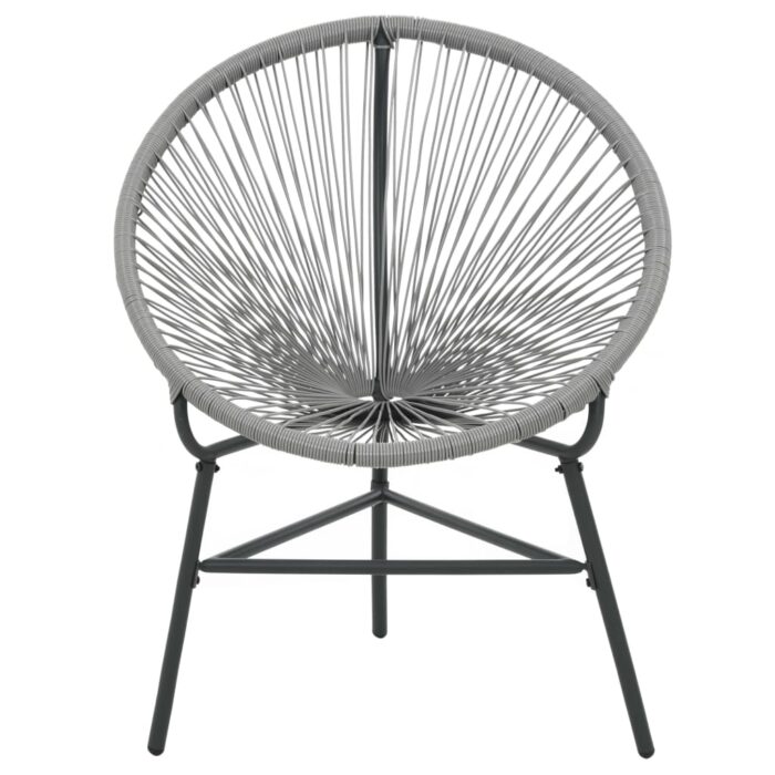 Chaise de jardin sous forme de lune Résine tressée Gris – Image 2
