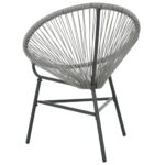 Chaise de jardin sous forme de lune Résine tressée Gris – Image 3