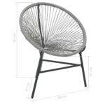 Chaise de jardin sous forme de lune Résine tressée Gris – Image 5