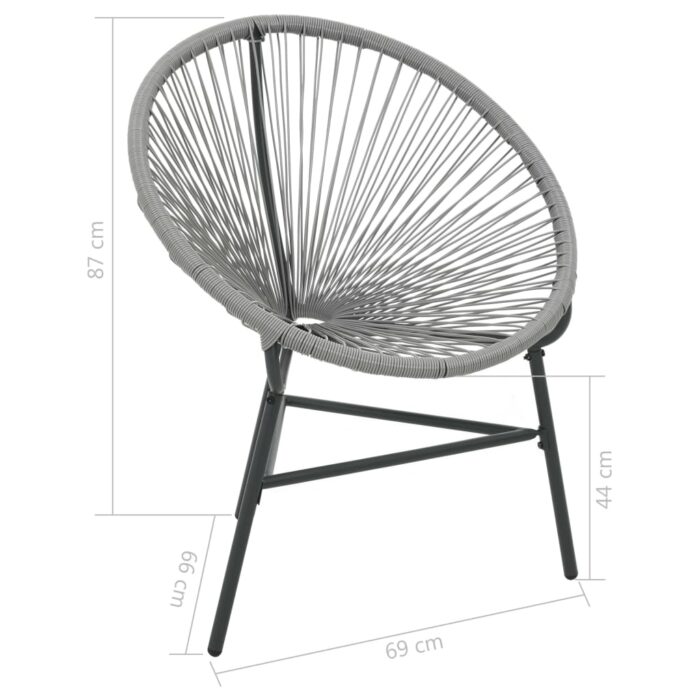Chaise de jardin sous forme de lune Résine tressée Gris – Image 5