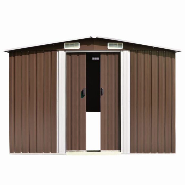 Abri de jardin 257x298x178 cm Métal Marron – Image 4