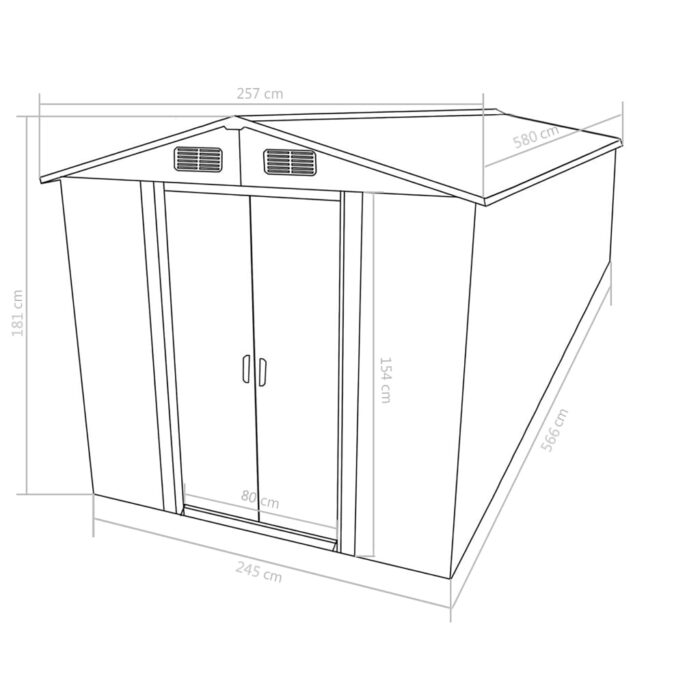 Abri de jardin 257x580x181 cm Métal Vert – Image 8