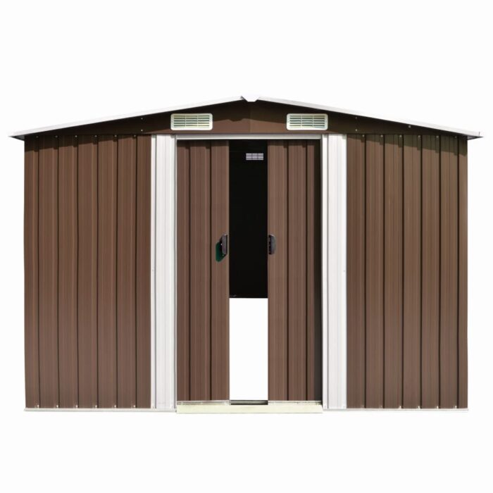 Abri de jardin 257x580x181 cm Métal Marron – Image 4