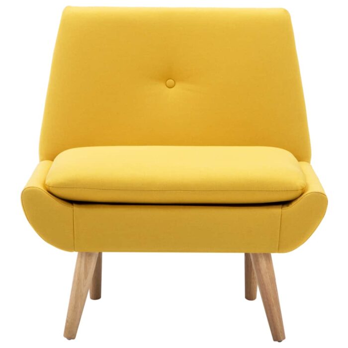 Fauteuil sans accoudoirs jaune tissu – Image 2