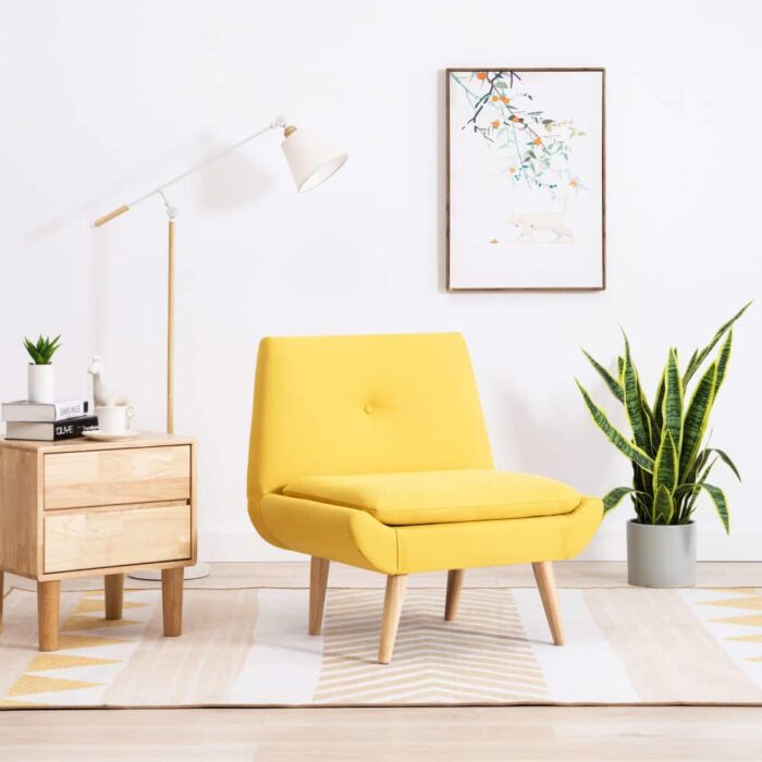 Fauteuil sans accoudoirs jaune tissu – Image 1