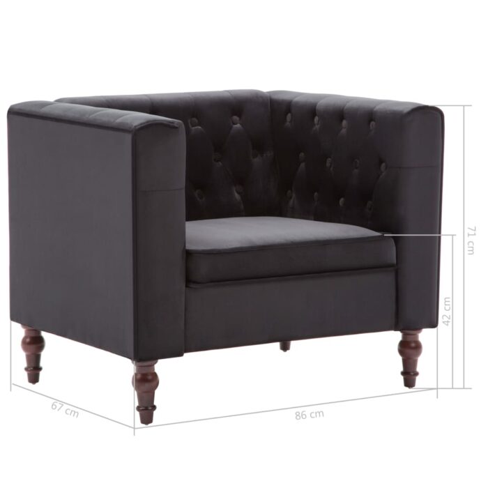 Fauteuil noir velours – Image 6