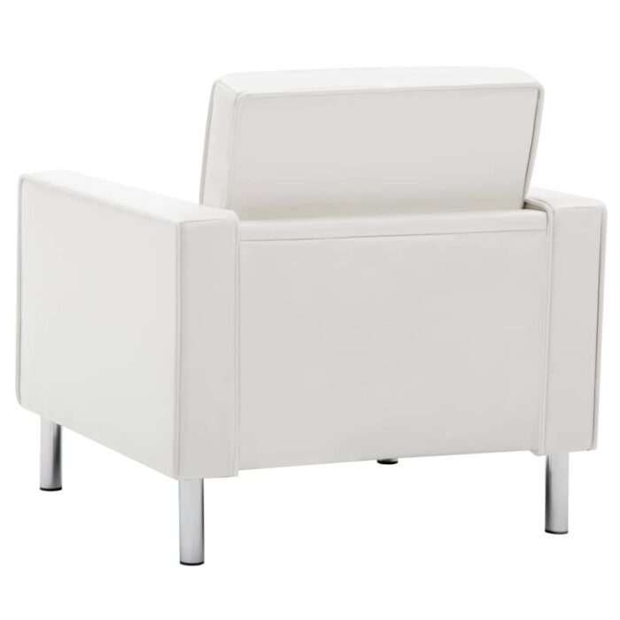 Fauteuil blanc similicuir – Image 3