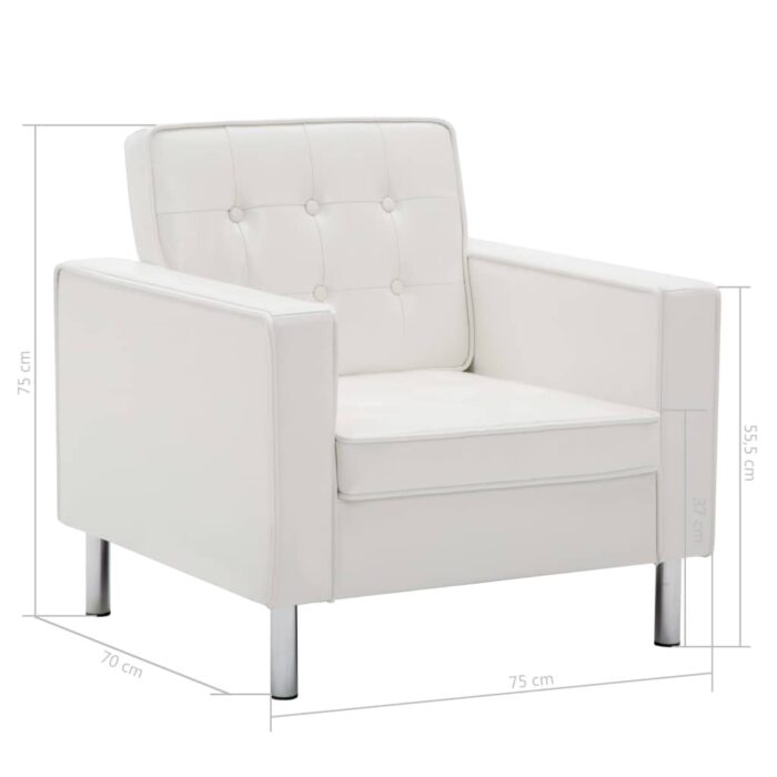 Fauteuil blanc similicuir – Image 5