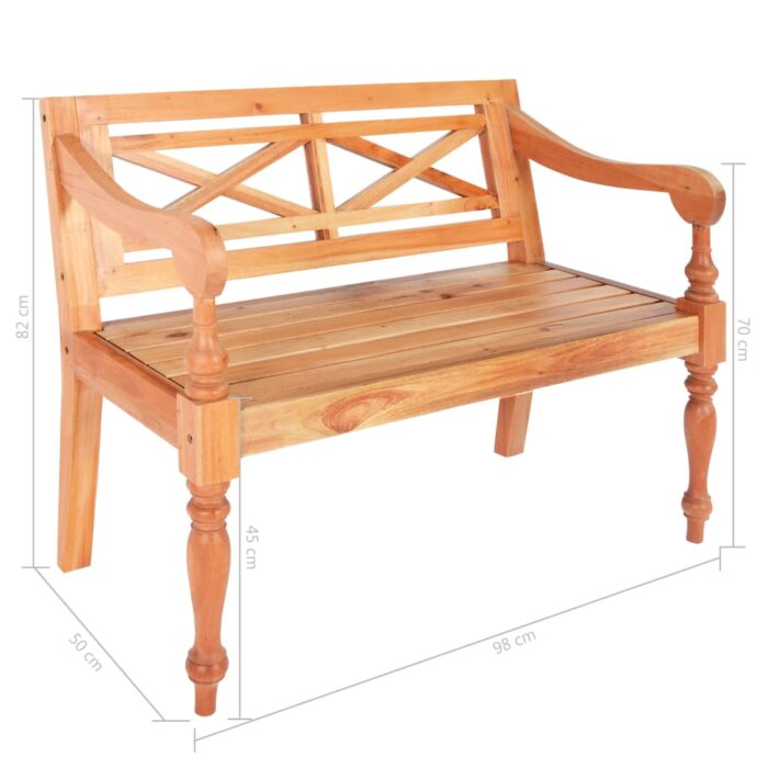 Banc Batavia 98 cm Bois d'acajou massif Marron clair – Image 5