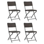 Chaises pliables de jardin lot de 4 PEHD et acier