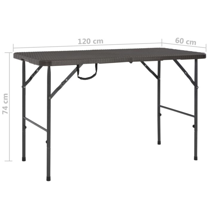 Table de jardin pliante Marron 120x60x74cm PEHD Aspect de rotin – Image 5