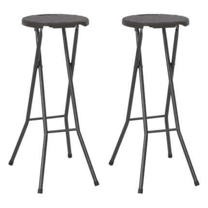 Tabouret de bar pliable lot de 2 PEHD et acier Aspect rotin