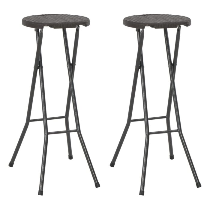 Tabouret de bar pliable lot de 2 PEHD et acier Aspect rotin – Image 1