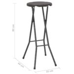 Tabouret de bar pliable lot de 2 PEHD et acier Aspect rotin – Image 7