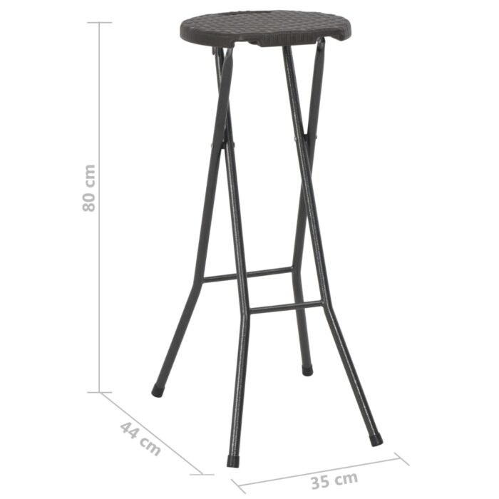 Tabouret de bar pliable lot de 2 PEHD et acier Aspect rotin – Image 7