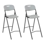 Chaises de bar pliables lot de 2 PEHD et acier Blanc