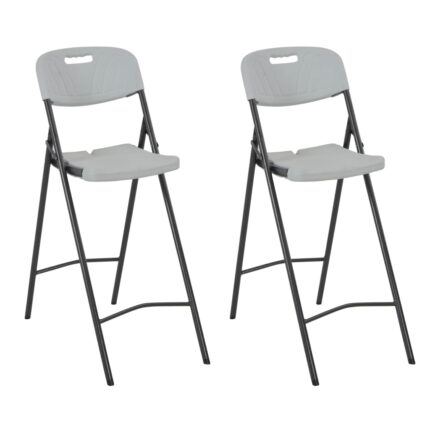 Chaises de bar pliables lot de 2 PEHD et acier Blanc