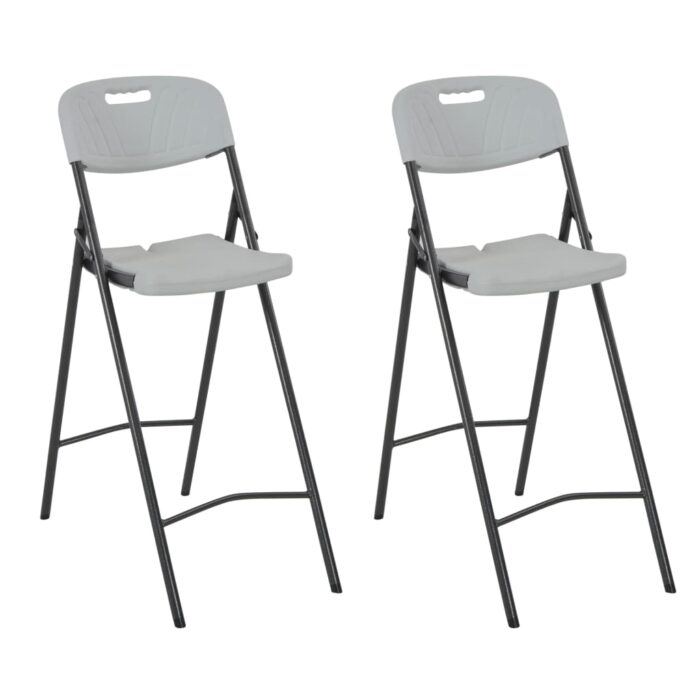 Chaises de bar pliables lot de 2 PEHD et acier Blanc – Image 1