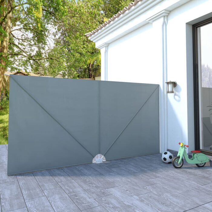 Auvent latéral pliable de terrasse Gris 400 x 200 cm – Image 1