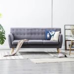 Canapé à 3 places revêtement en tissu 172x70x82 cm gris clair