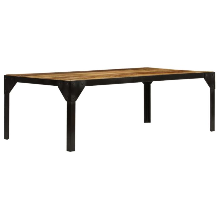 Table basse Bois massif de manguier brut et acier 110 cm – Image 1