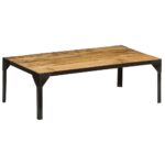 Table basse Bois massif de manguier brut et acier 110 cm – Image 11