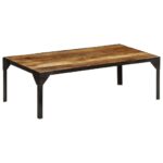 Table basse Bois massif de manguier brut et acier 110 cm – Image 12