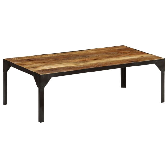 Table basse Bois massif de manguier brut et acier 110 cm – Image 12