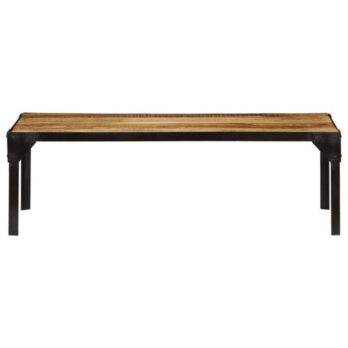 Table basse Bois massif de manguier brut et acier 110 cm – Image 2