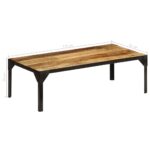 Table basse Bois massif de manguier brut et acier 110 cm – Image 7