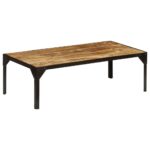 Table basse Bois massif de manguier brut et acier 110 cm – Image 8