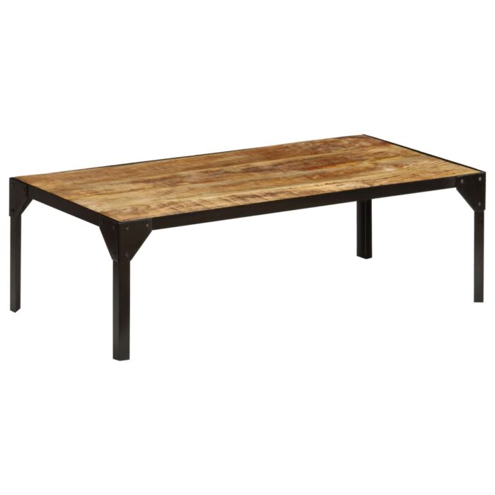 Table basse Bois massif de manguier brut et acier 110 cm – Image 8